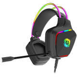 CANYON Darkless GH-9A, RGB gaming headset with Microphone, Microphone frequency response: 20HZ~20KHZ, ABS+ PU leather, USB*1*3.5MM jack plug, 2.0M PVC cable, weight:280g, black
